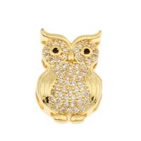 Brass Slide Charm, Owl, gold color plated, micro pave cubic zirconia Approx 