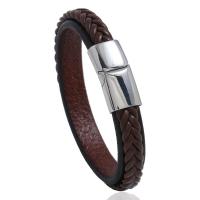 Faux Leather Bracelet, with PU Leather & Stainless Steel, fashion jewelry & Unisex 12mm 