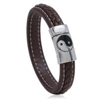 PU Leather Bracelet, with Stainless Steel, fashion jewelry & Unisex 11mm 