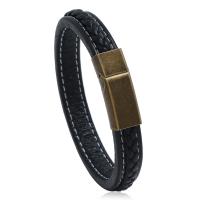 PU Leather Cord Bracelets, with Stainless Steel, fashion jewelry & Unisex 