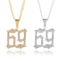 Zinc Alloy Sweater Chain Necklace, plated, fashion jewelry & Unisex & with rhinestone 680mm,53*35mm 