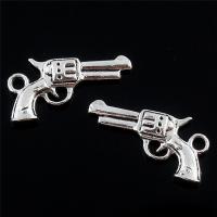 Zinklegierung Pistole Anhänger, plattiert, DIY, Silberfarbe, 21*16mm, 10PCs/Tasche, verkauft von Tasche