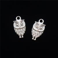 Zinc Alloy Animal Pendants, Owl, plated, DIY, silver color, 18*11mm 