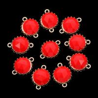 Resin Zinc Alloy Connector, with Resin, plated, 1/1 loop, red, 19*14mm 