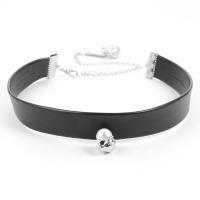PU Leather Choker Necklace, with Plastic Pearl & Zinc Alloy, plated, fashion jewelry & for woman, black, 270*150mm 