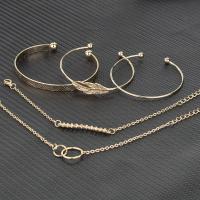 alliage de zinc Set de bracelet, bracelet de manchette & Bracelet, Placage de couleur d'or, 5 pièces & pour femme & avec strass, Vendu par fixé