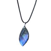 Labradorite Necklace, with leather cord, with 5cm extender chain, plated, fashion jewelry & for woman .3 Inch 