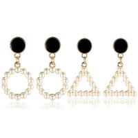 Plastic Pearl Zinc Alloy Earring, with Plastic Pearl, plated, fashion jewelry & for woman, 37*20mm 