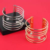 Zinc Alloy Cuff Bangle, plated, for woman & with rhinestone 50mm .4 Inch 