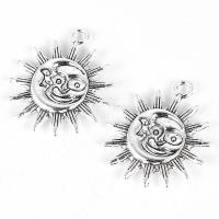 Zinc Alloy Jewelry Pendants, Sun, plated, DIY, silver color, 28*25mm 