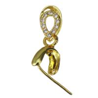Brass Pinch Bail, gold color plated, micro pave cubic zirconia, 14mm 0.5mm Approx 