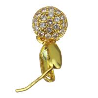 Brass Pinch Bail, gold color plated, micro pave cubic zirconia, 13mm 05mm Approx 