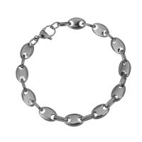 Stainless Steel Chain Bracelets, for woman, original color  Approx 8 Inch 