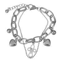 Stainless Steel Charm Bracelet, with 1.5Inch extender chain, oval chain & for woman, original color   1.5mm Approx 6.5 Inch 
