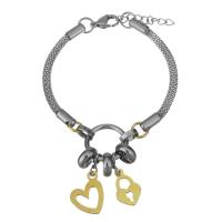 Stainless Steel Charm Bracelet, with 1Inch extender chain, plated, for woman  4.5mm Approx 8 Inch 