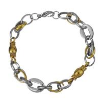 Stainless Steel Chain Bracelets, plated, for woman  9mm Approx 8 Inch 