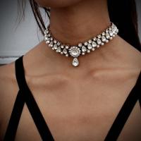 Zinc Alloy Choker Necklace, plated, for woman & with rhinestone mm 