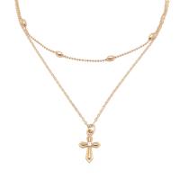 Zinc Alloy Necklace, with 7cm extender chain, Cross, plated, oval chain & for woman & with rhinestone 20mm Approx 11.8 Inch 