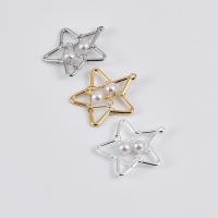 Brass Star Pendants, laiton, avec Plastique ABS perle, étoile, Placage, creux, Couleur aléatoire, 20mm Environ 1mm Vendu par sac
