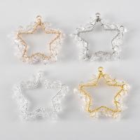 Brass Star Pendants, with Crystal, plated, hollow, Random Color, 19mm Approx 1mm 