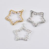 Brass Star Pendants, with ABS Plastic Pearl, plated, hollow, Random Color, 27mm Approx 1mm 