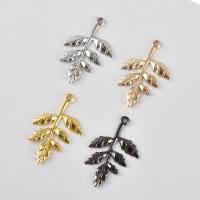 Brass Leaf Pendants, plated, Random Color Approx 1mm 