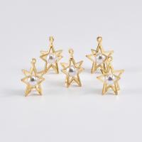 Brass Star Pendants, with ABS Plastic Pearl, plated, hollow, Random Color Approx 1mm 
