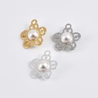 Brass Flower Pendants, with ABS Plastic Pearl, plated, hollow, Random Color, 14mm Approx 1mm 