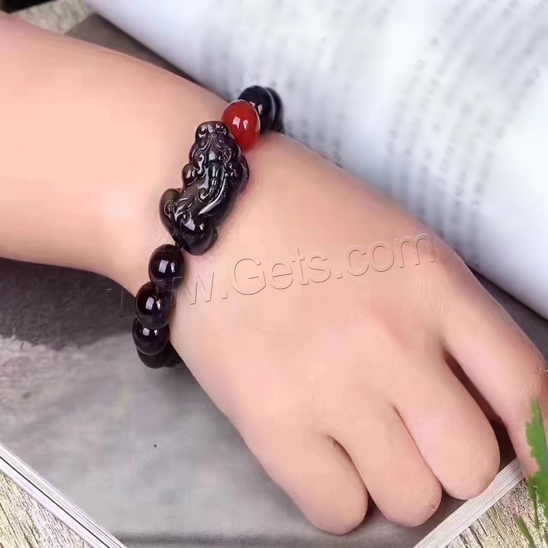 Multicolour Agate Bracelet, with Red Agate, Fabulous Wild Beast, Carved, polished & Unisex & different size for choice, mixed colors, Length:Approx 8 Inch, Sold By Strand