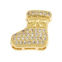 Deslizador encantador del diamante de imitación, metal, Zapatos, chapado en color dorado, micro arcilla de zirconia cúbica, 18x17x6mm, aproximado 1/UD, Vendido por UD