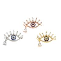 Cubic Zirconia Micro Pave Brass Connector, Eye, plated, micro pave cubic zirconia & 1/1 loop Approx 1.5mm, Approx 