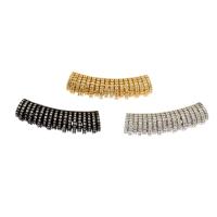 Brass Curved Tube Beads, plated, micro pave cubic zirconia Approx 5mm 
