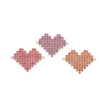 Cubic Zirconia Micro Pave Brass Connector, Heart, plated, micro pave cubic zirconia & 1/1 loop Approx 1mm 