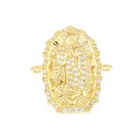 Cubic Zirconia Micro Pave Brass Connector, gold color plated, micro pave cubic zirconia & 1/1 loop Approx 2mm 