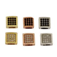 Cubic Zirconia Micro Pave Brass Beads,  Square, plated, micro pave cubic zirconia Approx 