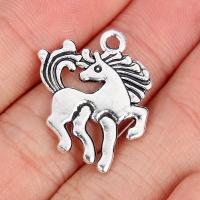 Zinc Alloy Animal Pendants, Unicorn, plated, DIY silver color 