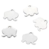 Stainless Steel Animal Pendants, Elephant, plated, DIY, silver color, 11*11mm 