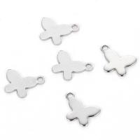 Stainless Steel Animal Pendants, Butterfly, plated, DIY, silver color, 11*8mm 