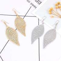 Zinc Alloy Drop Earring, Leaf, plated, fashion jewelry & for woman 80*26mm 