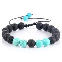 Lava Bead Bracelet, with turquoise, plated, fashion jewelry & Unisex & adjustable .6 Inch 