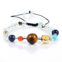 Natural Stone Woven Ball Bracelets, with Nylon Cord & Zinc Alloy & Acrylic, plated, fashion jewelry & Unisex & adjustable, multi-colored Inch 