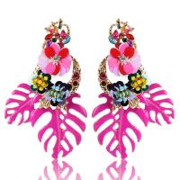 Enamel Zinc Alloy Drop Earring, with Sequins & Seedbead, plated, fashion jewelry & for woman, 88*58mm 