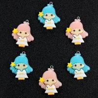 Cartoon Resin Pendant, Angel, plated, fashion jewelry & DIY, mixed colors, 36*27mm 