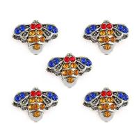 Zinc Alloy Animal Beads, Bee, plated, DIY & with rhinestone, silver color, 13*10mm 
