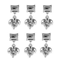 Zinc Alloy Animal Pendants, Insect, plated, DIY & with rhinestone, silver color, 25*14mm 