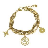 Stainless Steel Charm Bracelet, with 1.5Inch extender chain, gold color plated, for woman &  3mm,7mm Approx 7 Inch 