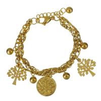 Stainless Steel Charm Bracelet, with 1Inch extender chain, gold color plated, for woman &  4mm,4.5mm Approx 7 Inch 