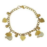 Stainless Steel Charm Bracelet, gold color plated, twist oval chain & for woman  5mm Approx 8 Inch 