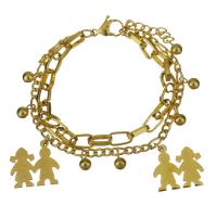Stainless Steel Charm Bracelet, with 1.5Inch extender chain, gold color plated, for woman &  4mm,6mm Approx 7.5 Inch 