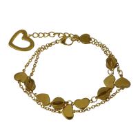 Stainless Steel Charm Bracelet, with 1.5Inch extender chain, gold color plated, for woman &  2mm Approx 6 Inch 